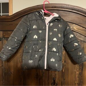 Carter's Metallic Heart Puffer Jacket - Gray